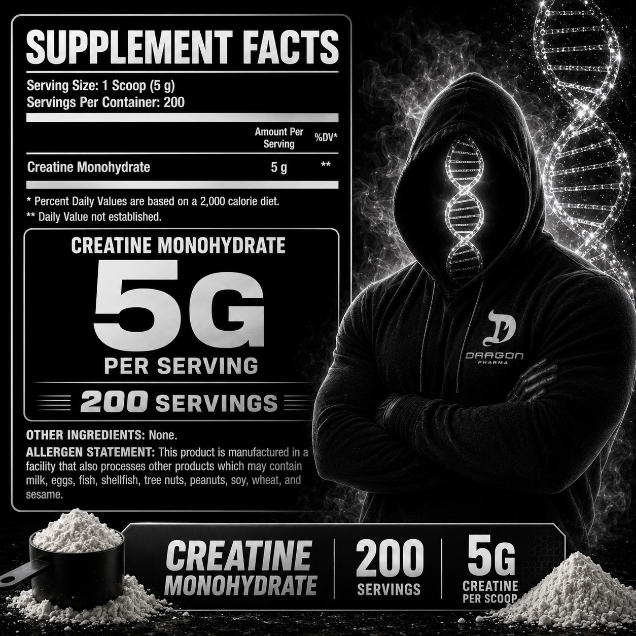 Dragon Pharma Creatina Monohidratada 200 Servicios