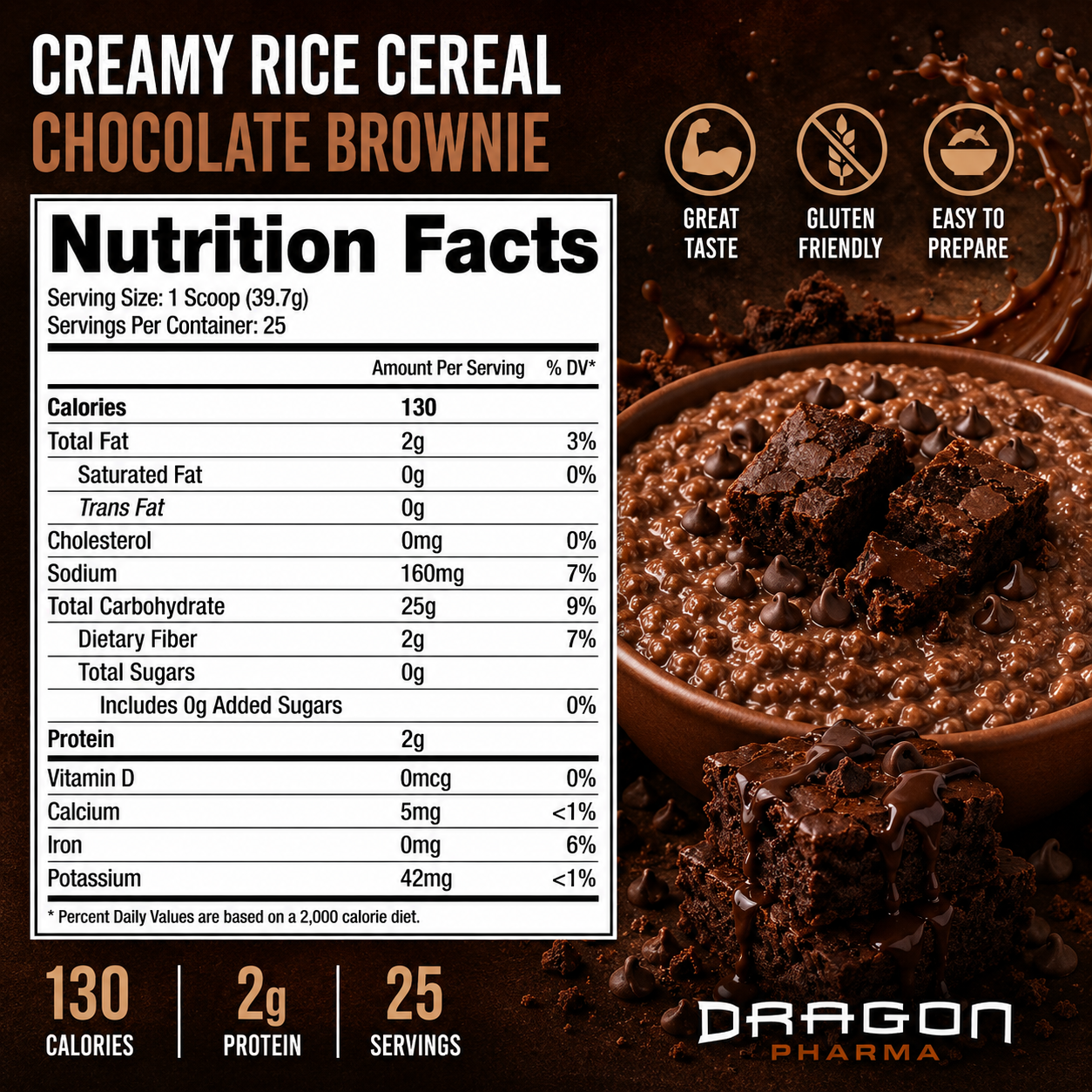 Dragon Pharma Cereal De Arroz Chocolate Brownie