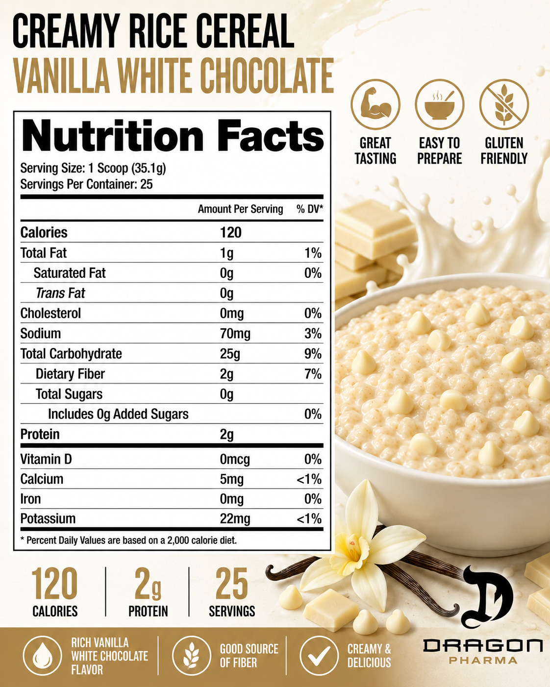 Dragon Pharma Cereal De Arroz Vainilla & Chocolate Blanco