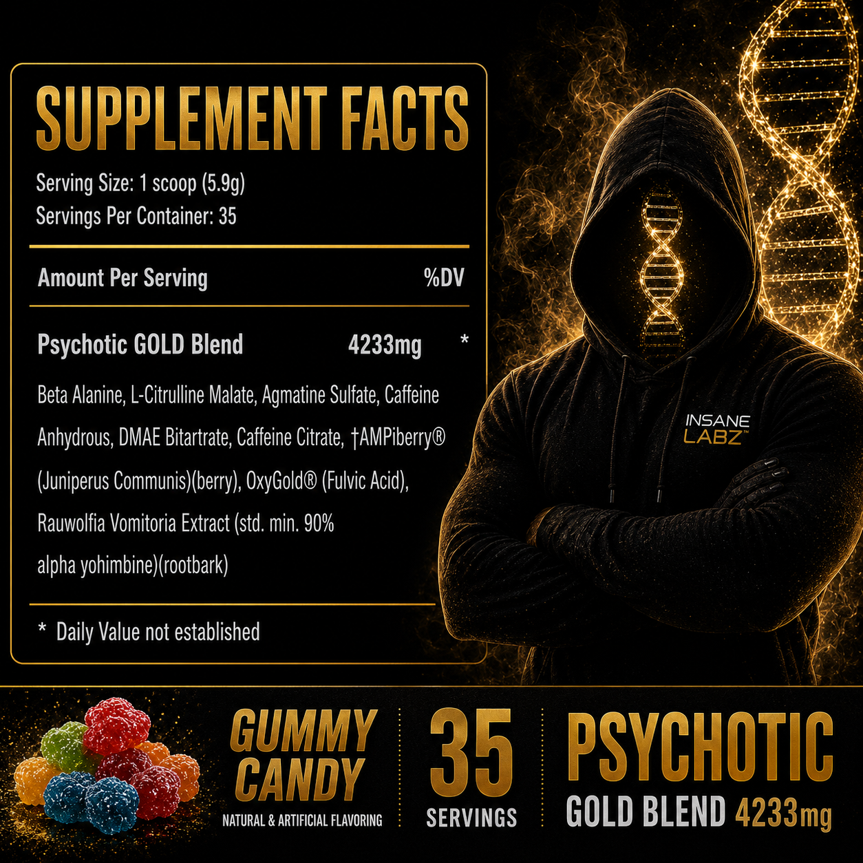 Insane Labz Psychotic Gold Gummy Canddy 35 Scoops