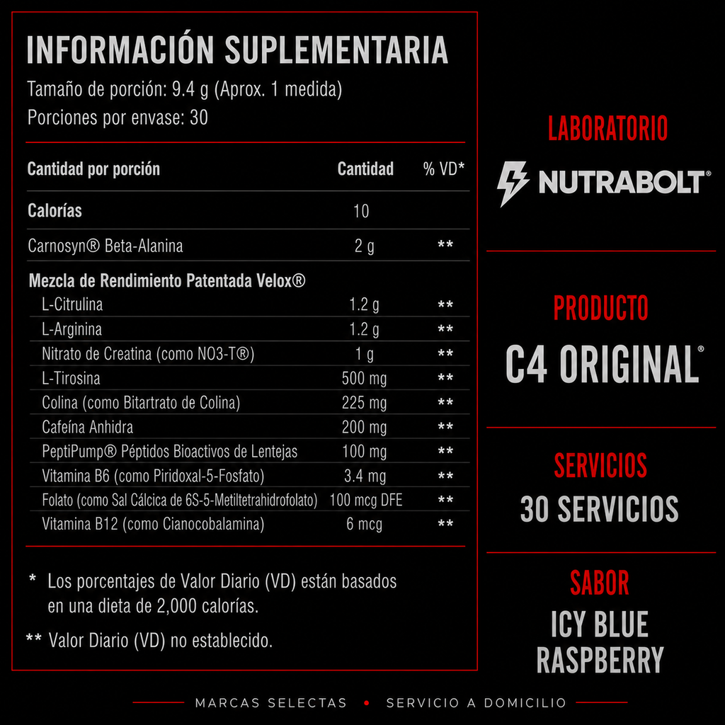 C4 Original Icy Blue Raspberry 30 Servicios