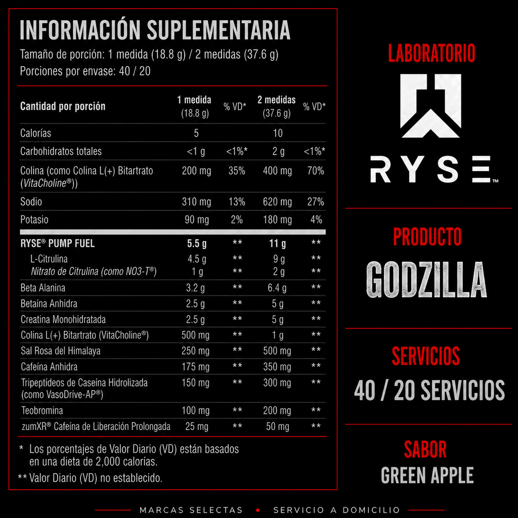 Ryse Godzilla 40/20 Servicios