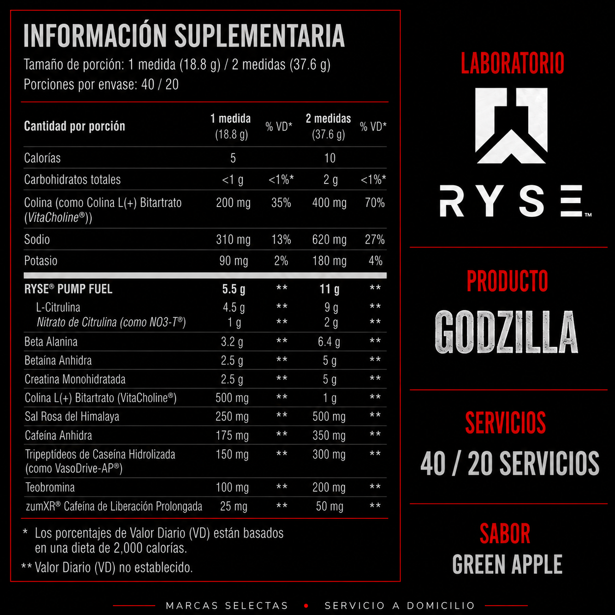 Ryse Godzilla 40/20 Servicios