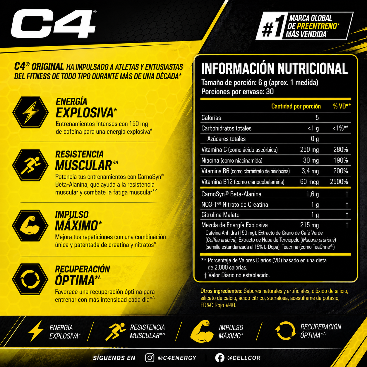 C4 Original Icy Blue Raspberry 30 Servicios
