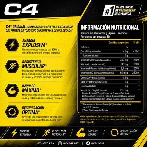 C4 Original Icy Blue Raspberry 30 Servicios