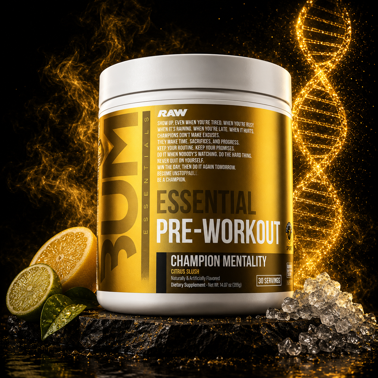 Raw Cbum Prework Champion Mentality Citrus Slush