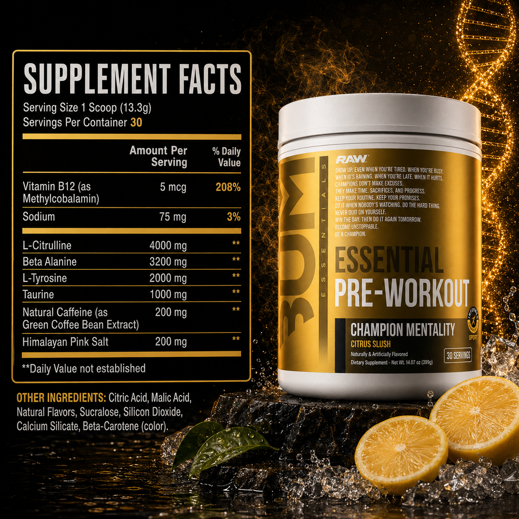 Raw Cbum Prework Champion Mentality Citrus Slush