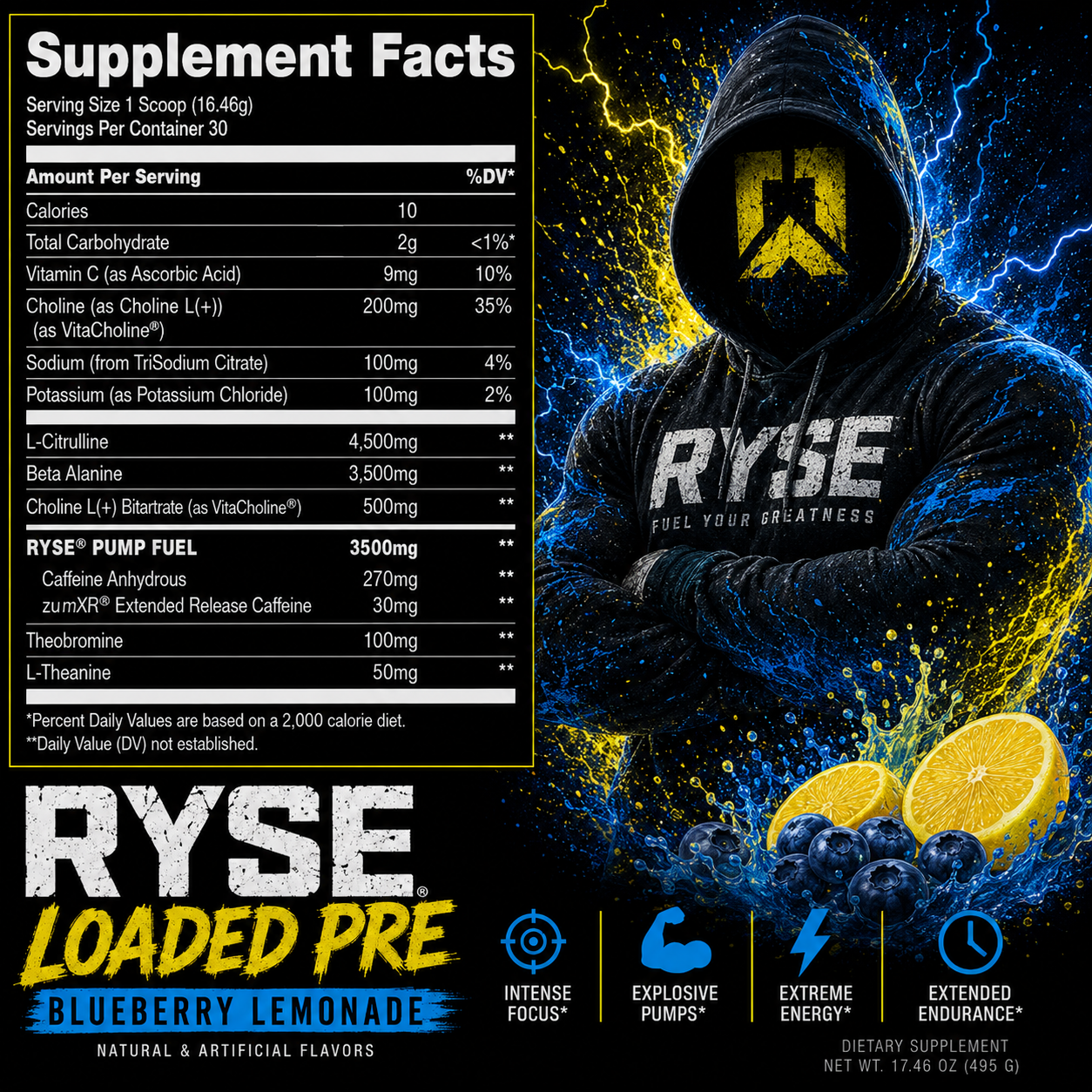 Ryse Loaded Pre Blueberry Lemonade