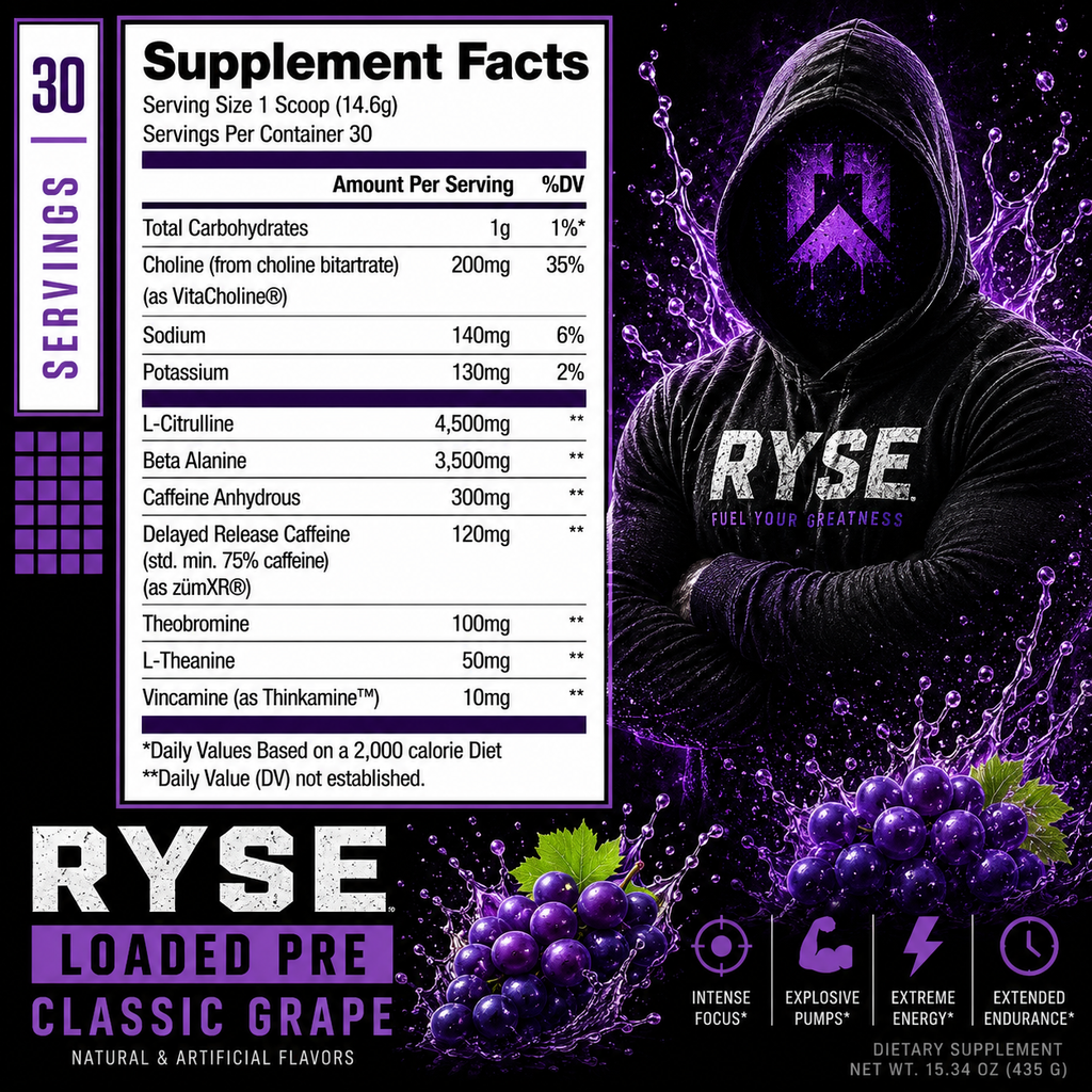 Ryse Loaded Pre Classic Grape 30 Servicios