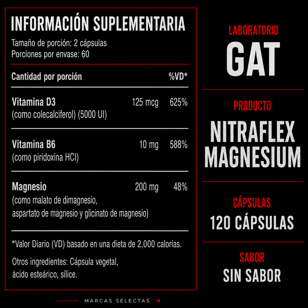 Gat Nitraflex Magnesio ( 120 Cápsulas )