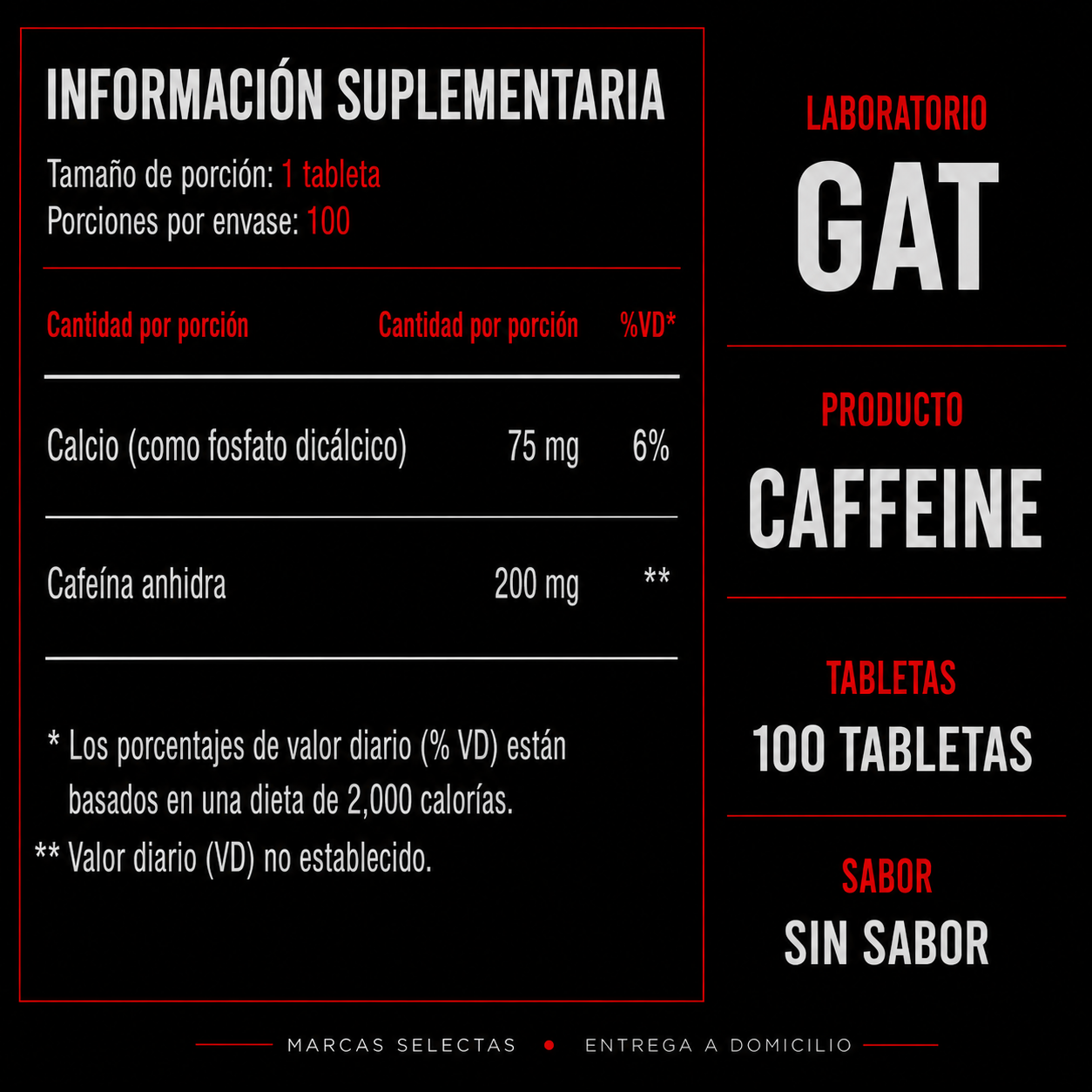 Gat Cafeína 200mg 100 pastillas
