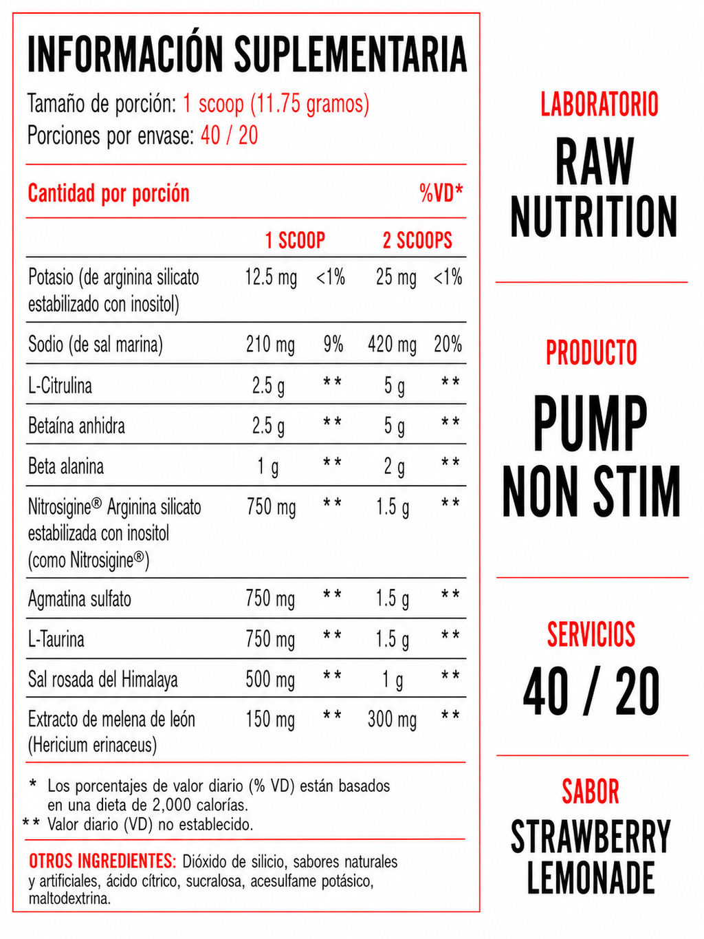 Raw Pump Non Stim StrawBerry Lemonade