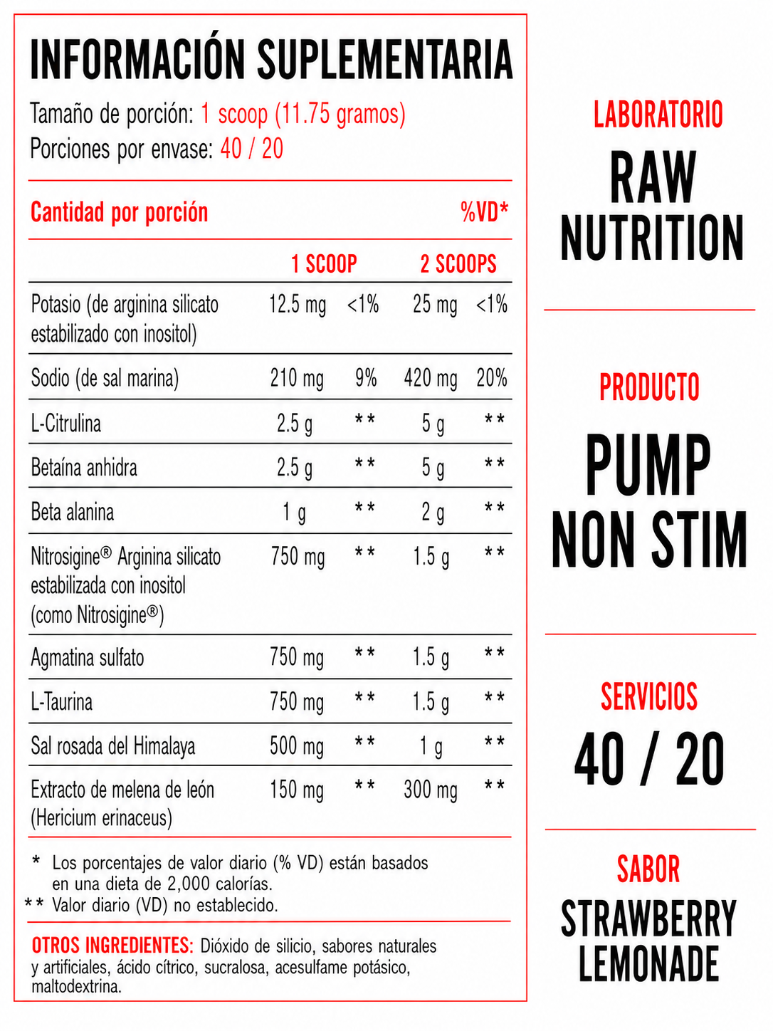 Raw Pump Non Stim StrawBerry Lemonade