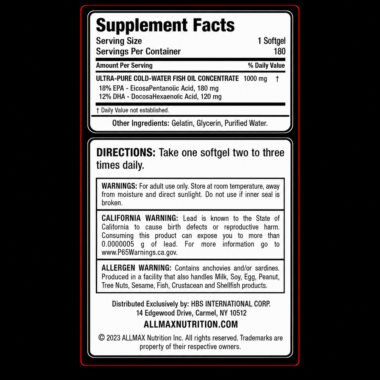 Allmax Omega 3 180 Cápsulas